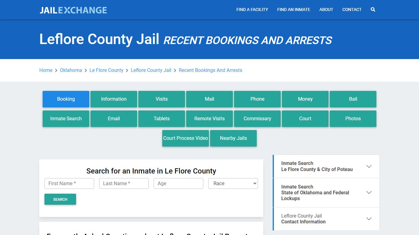 Leflore County Jail Recent Bookings And Arrests - Jail Exchange