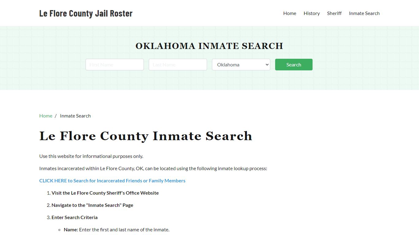 Le Flore County, OK Detainee Lookup